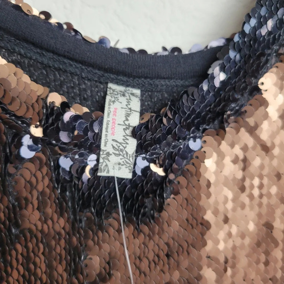 NWT FREE PEOPLE Seeing Double sequin Slip Dress in Black Size Small - Picture 8 of 9